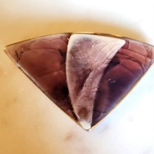 Ceramic Brooch Plum Color Clear Glaze Glass Pendant Brooch